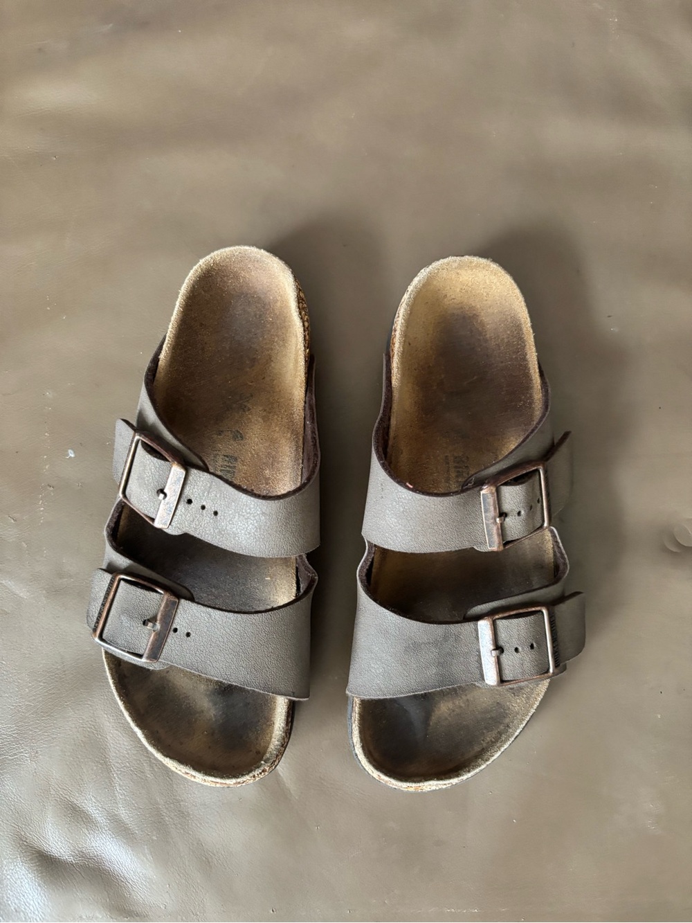 Birkenstock Kids Double-Buckle Brown Slide Sandals